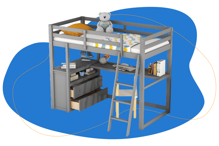 Merax hoogslaper met bureau