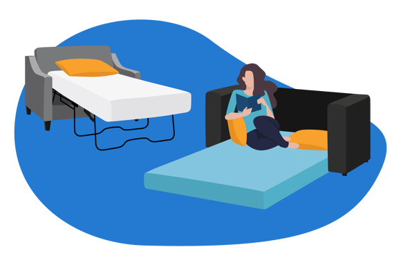 Een slaapbank met matras is een bed en bank in één