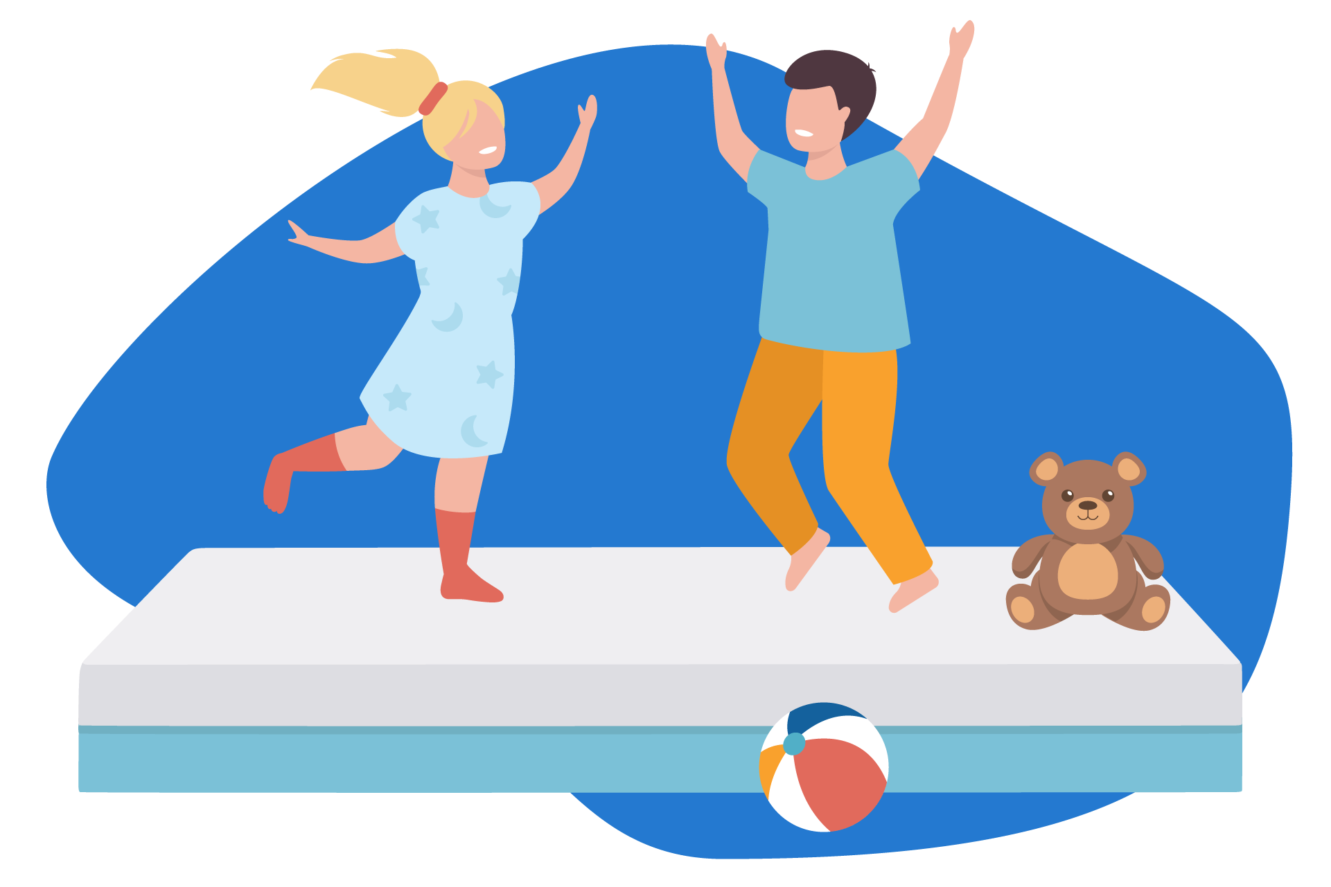 Kinderen spelend op matras