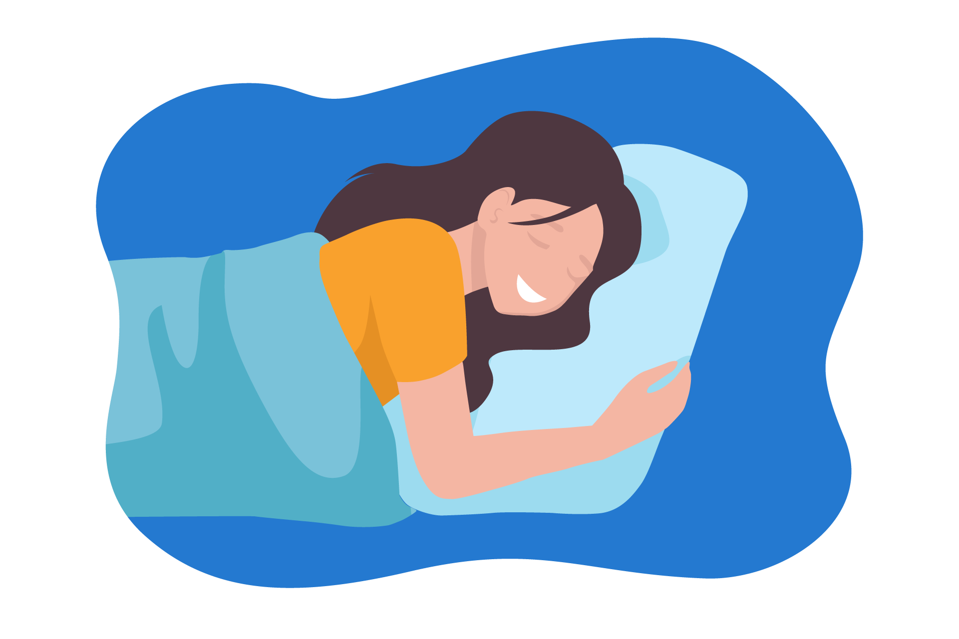 Vrouw slaapt tevreden op kussen