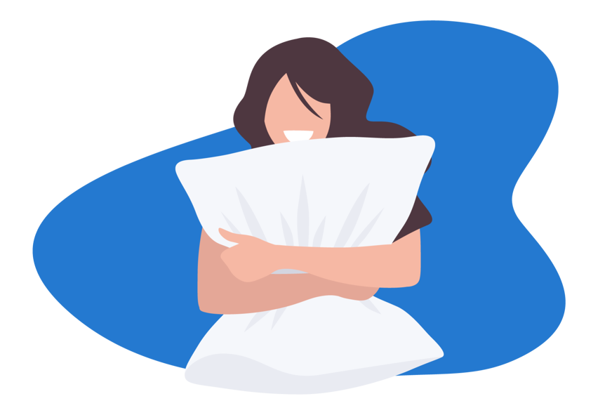 Vrouw blij met kussen