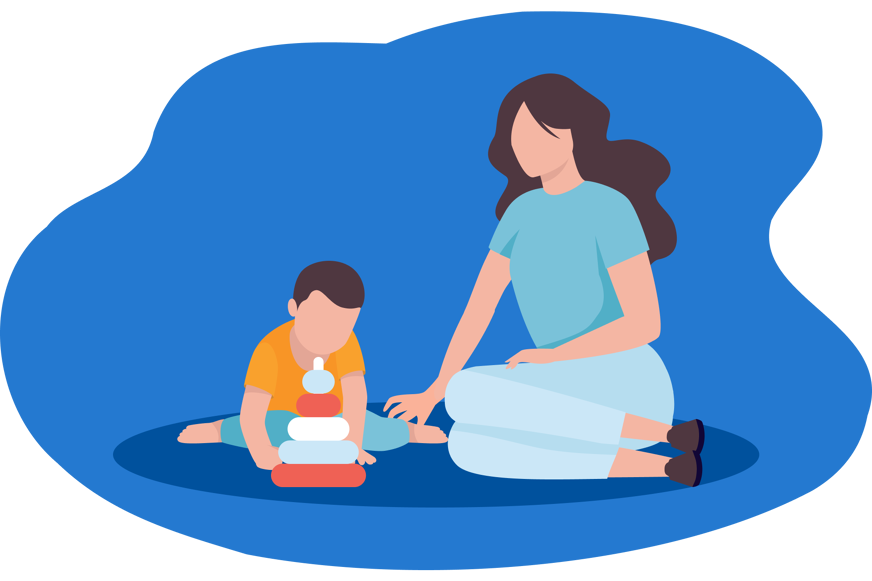 moeder speelt met zoon